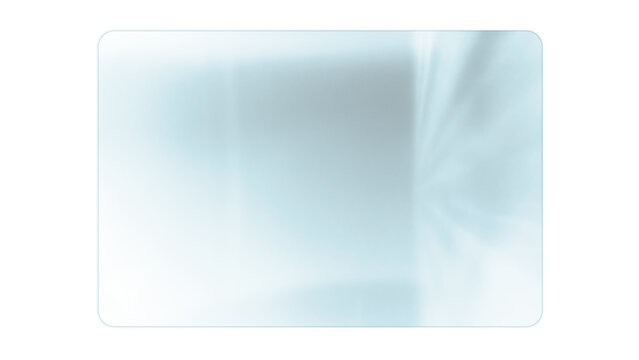 Transparent glass frame in the form of a tablet with soft reflections and realistic glare isolated on transparent background.