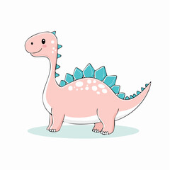 Fototapeta premium Cute Pink Stegosaurus Dinosaur Illustration