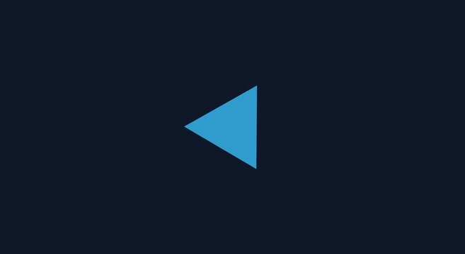 Minimalist blue triangle icon on dark background, geometric play button symbol, simple flat vector graphic for media interface and navigation