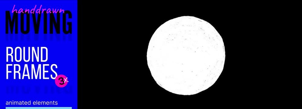 Animated hand drawn circle shapes with dynamic fill reveal on transparent background. Abstract ink motion elements for logo overlays, branding, social media and motion graphics
