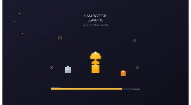 Gamification learning achievements and rewards progress bar animation