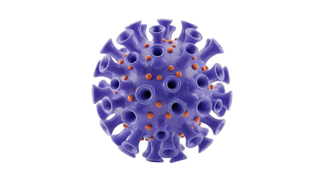 Vector illustration of 3d illustration of a purple virus particle on a transparent background