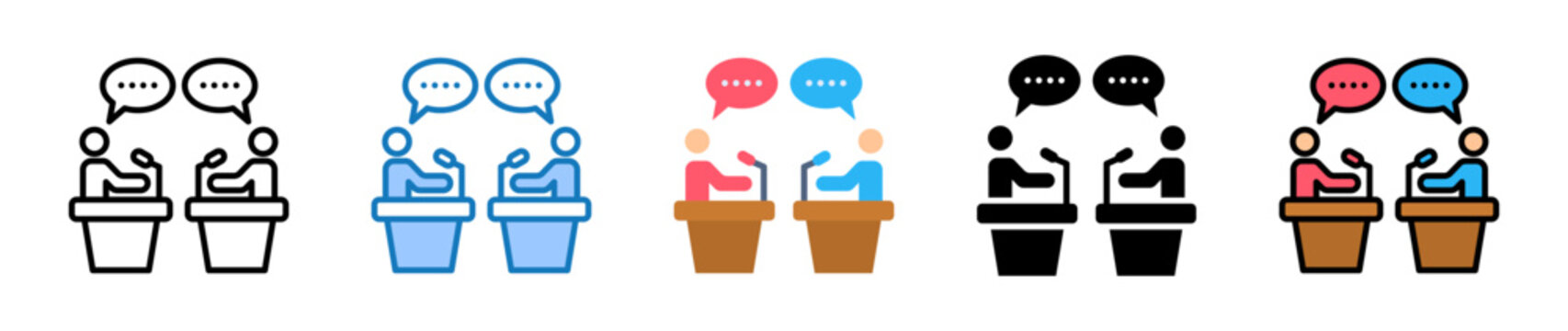 Debate multiple style icons set design vector illustration. 