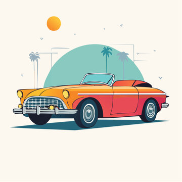 Retro Convertible Car Illustration