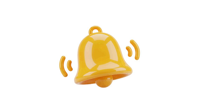 Vector illustration of 3d rendering of a ringing bell icon, notification symbol, on a transparent background