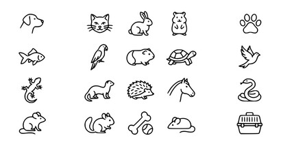 Fototapeta premium Cute animal icons set with pet accessories