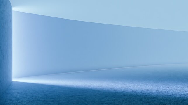 Soft light illuminates abstract, minimalist architectural space with smooth curves