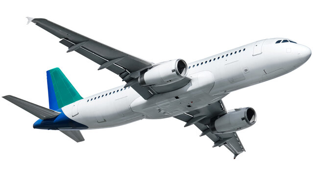  airplane flying in sky taking off scene isolated on transparent background, traveling concept