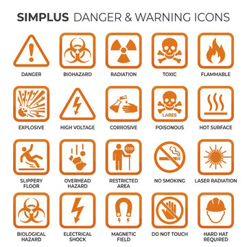 Warning signs and danger icons set.