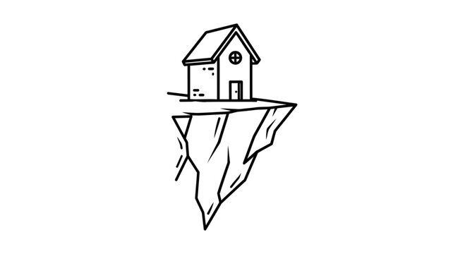 House on cliff edge, precarious home, danger, risk, isolated dwelling, extreme location