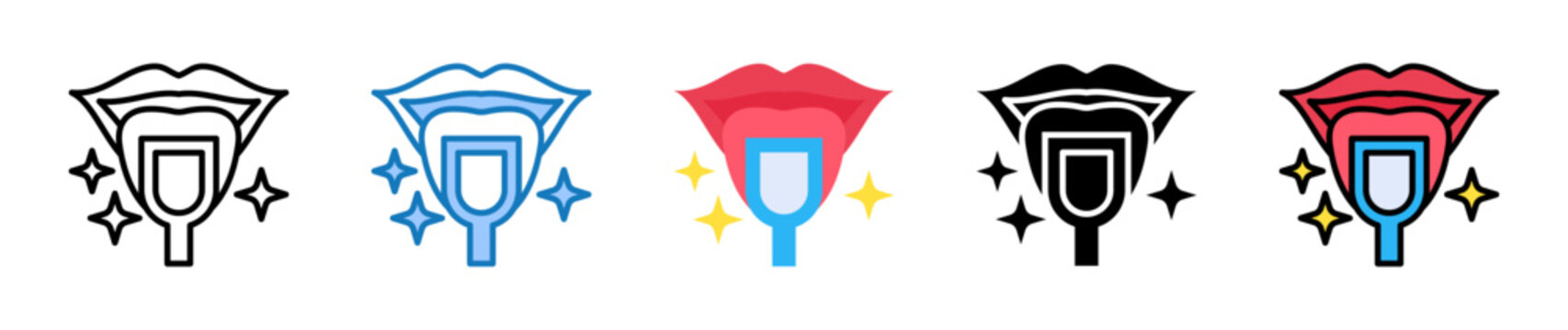 Tongue Cleaner multiple style icons set design vector illustration. 