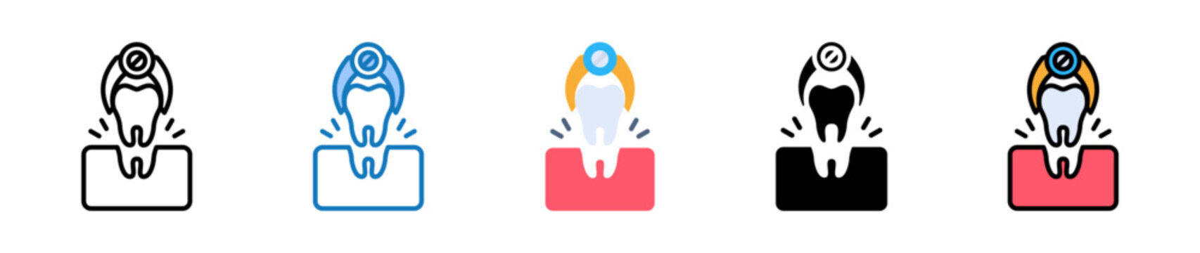 Tooth Extraction multiple style icons set design vector illustration. 