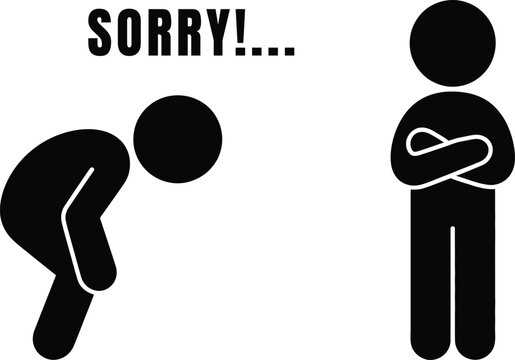 Sorry icon with person and upset character