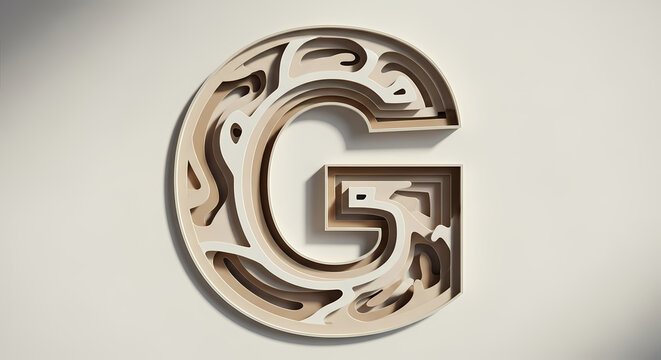 3D Layered Letter G in Abstract Artistic Design