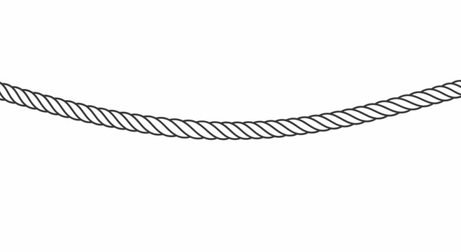 Curved Rope String Line Isolated on White Background - Simple Design Element