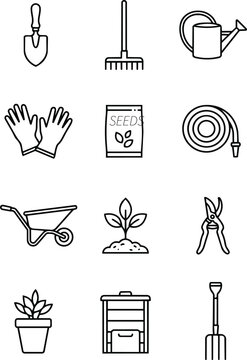 Gardening Tools and Supplies Arranged for Outdoor Work