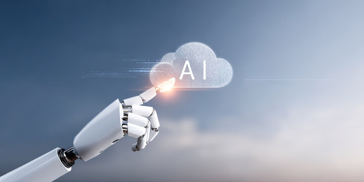AI artificial intelligence robot big data cloud computing concept illustration