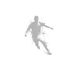 Naklejka premium Soccer Player Silhouette Set with Football Ball Icons and Dynamic Sportsman Poses for Team League Design