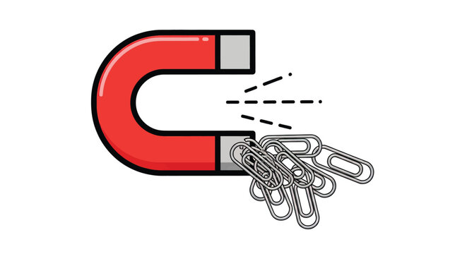 Magnet Attracting Metal Paper Clips.