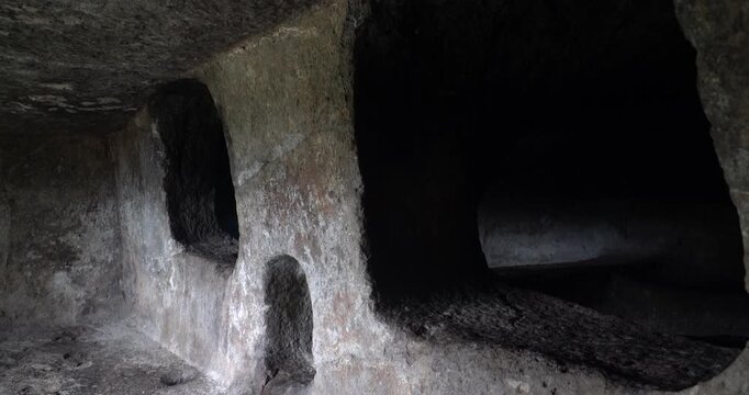 A burial site in the necropolis of Montessu near Villaperuccio in Sardinia, Italy