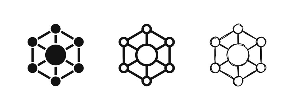 Network Connection Icon Hub Centralized System Node Symbol for Technology and Data