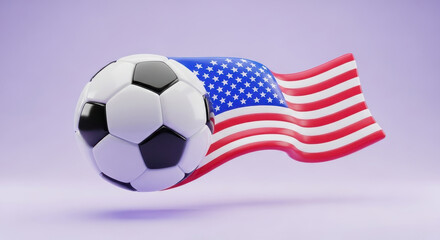 Naklejka premium American soccer football and flag, patriotic sports celebration