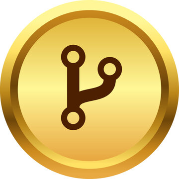 Glossy gold git branch icon with gradient finish for git branch themed designs