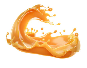 Fototapeta premium Orange liquid splash with droplets