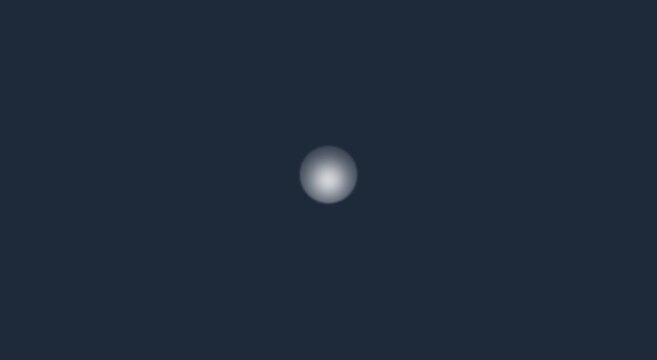 Minimalist glowing white sphere pulsing on a dark navy blue animation