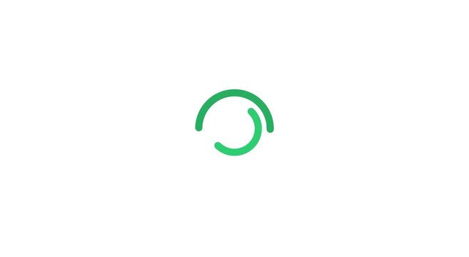 Minimalist green loading spinner animation on clean white animation