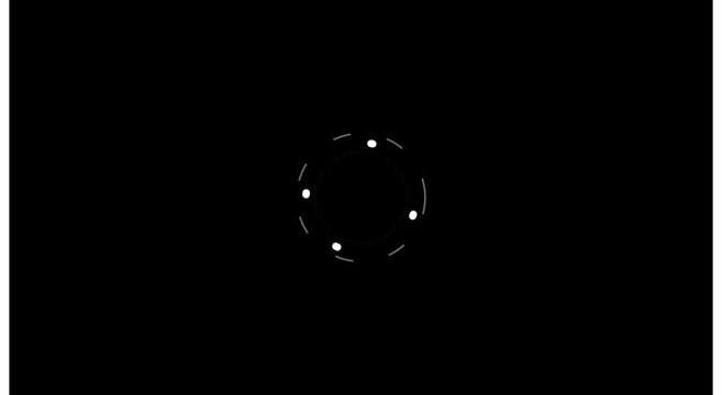Minimalist loading spinner animation with rotating dots on black animation