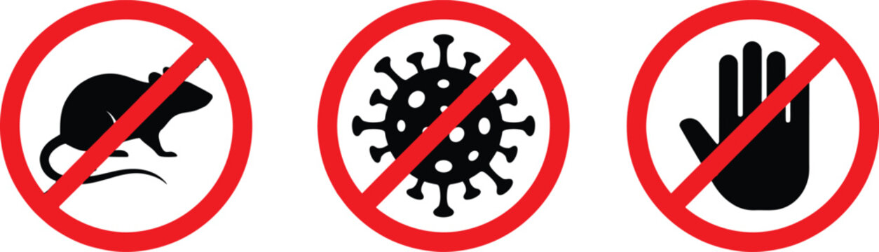 No Rats, No Germs, No Touch Vector Icons