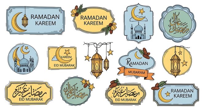 Ramadan Kareem Islamic Decorative Labels.