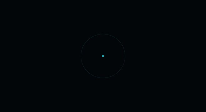 Minimalist pulsing cyan circle hud for digital interface animation