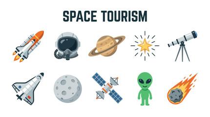 Collection of Space Tourism Icons and Illustrations © Jesica