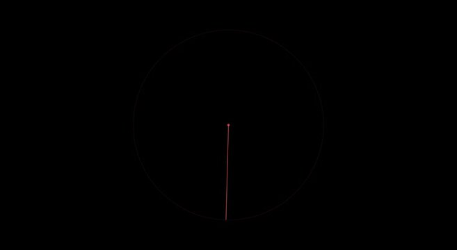 Minimalist radar scan animation with rotating red line on black animation