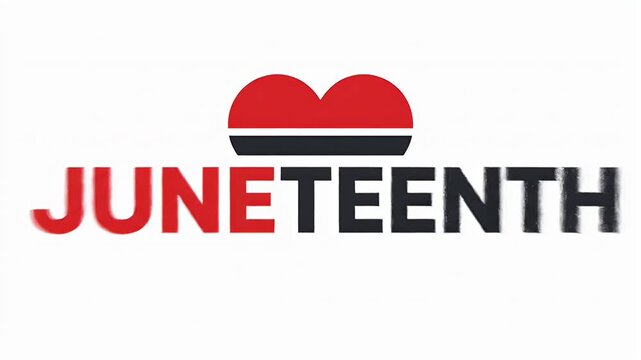 Juneteenth celebrate freedom logo with a pan-african heart on white background video