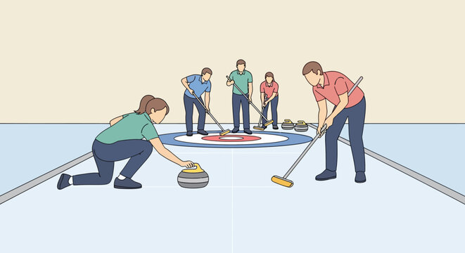 Curling team competition illustration.