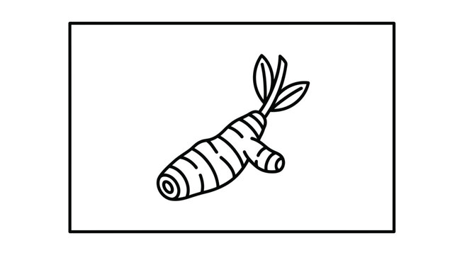 Hand-drawn illustration of a fresh ginger root with green sprouts, isolated on white background.