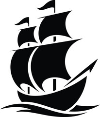Sailing ship with billowing sails on waves  iconic nautical vessel in motion © Kahima