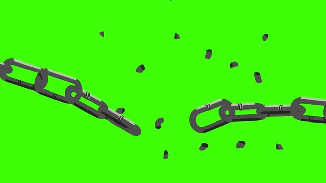 Black broken chain on a green screen 2D motion graphics animation 