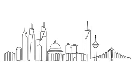Obraz premium Architectural Cityscape Line Art: Skyline View, Abstract Buildings