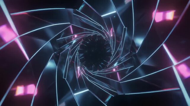 Firefly glowing tunnel vibrant light shards mesmerizing journey fantasy motion