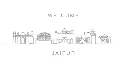 Fototapeta premium Jaipur Skyline Illustration: Welcome to India's Pink City.