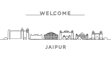 Fototapeta premium Jaipur Skyline Illustration: Welcome to India's Pink City