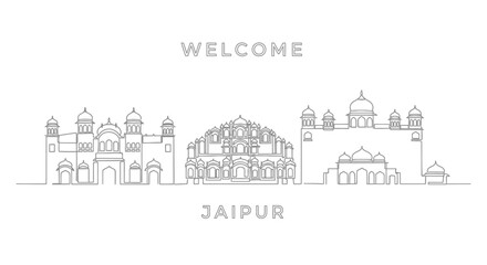 Fototapeta premium Jaipur Skyline Illustration: Welcome to India's Pink City