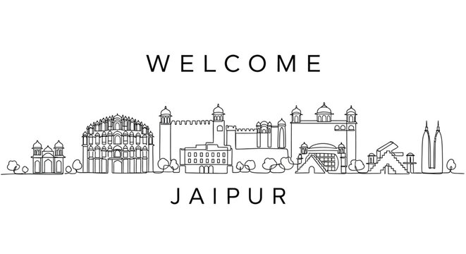 Jaipur Skyline Illustration: Welcome to India's Pink City