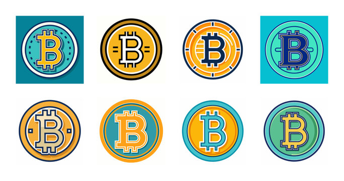 Colorful cryptocurrency logo icons set - Bright and modern set of cryptocurrency logos in vibrant colors, arranged neatly on a green background for digital and financial use.