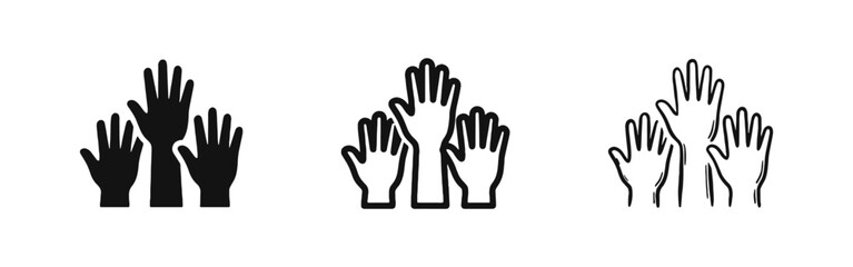 Fototapeta premium Raised Hands Community Volunteering and Teamwork Icon Set