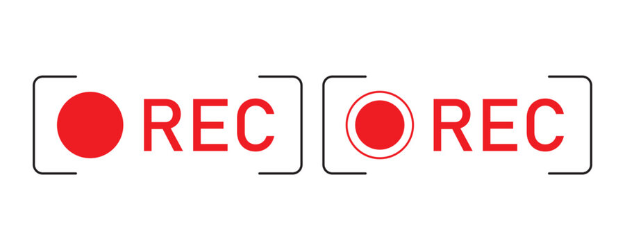 Recording REC Icon UI Minimal Flat Red Indicator for Live Video Streaming Interface Design Element